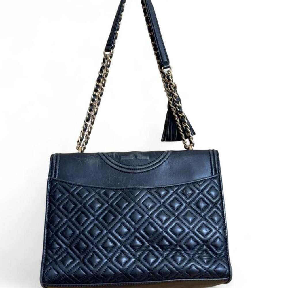 Tory Burch Fleming Quilted Black Leather Shoulder Bag - Picture 4 of 8
